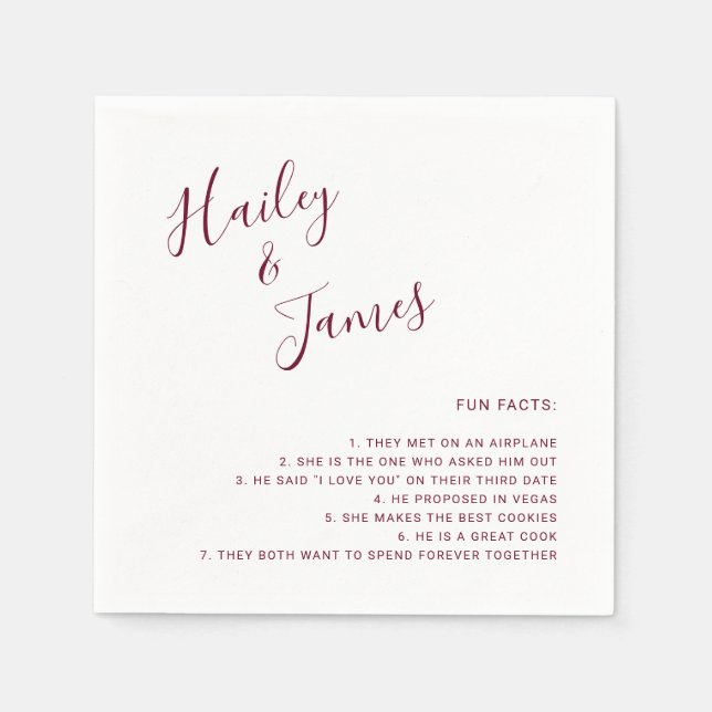 Elegant Burgundy Modern Wedding Napkins (Front)