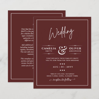 Elegant Burgundy Monochrome Wedding Simple Classic