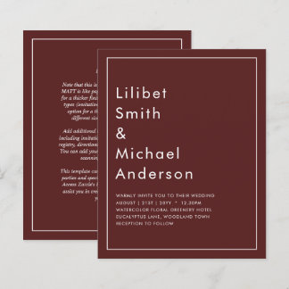 Elegant Burgundy Monochrome Wedding Simple Classic