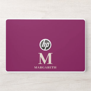 Elegant Burgundy Monogram  HP Laptop Skin