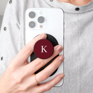 Elegant Burgundy monogram initial PopSocket