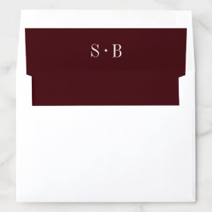 Elegant Burgundy Monogram Wedding Envelope Liner