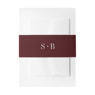 Elegant Burgundy Monogram Wedding Invitation Belly Band