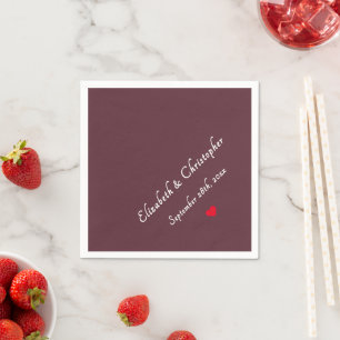 Elegant Burgundy Monogram Wedding Party Cocktail Napkins