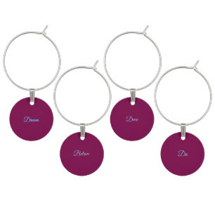 Elegant Burgundy Name Wine Charms - Custom Tags