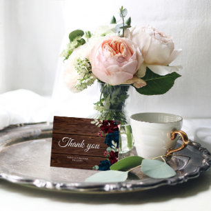 Elegant Burgundy & Navy Blue Flower Thank You Card