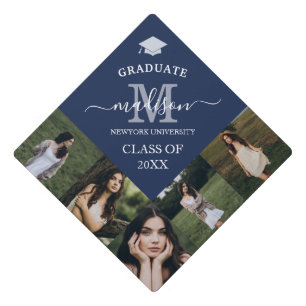 Elegant Burgundy Navy Graduation Cap Topper