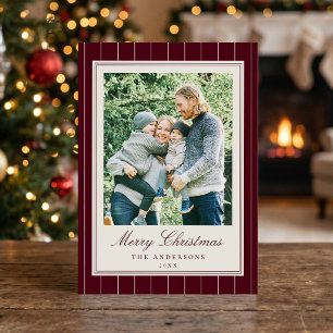 Elegant Burgundy Old Money Christmas Photo Holiday Card