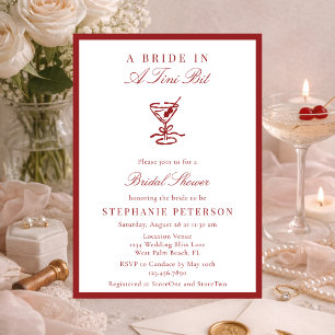 Elegant Burgundy Old Money Martini Bridal Shower Invitation