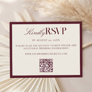 Elegant Burgundy Old Money Wedding RSVP Card