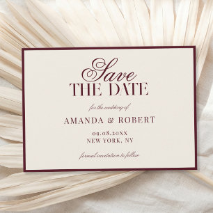 Elegant Burgundy Old Money Wedding Save The Date