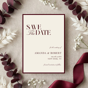Elegant Burgundy Old Money Wedding Save The Date