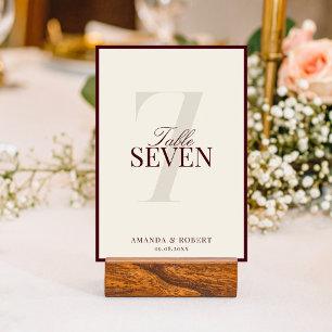 Elegant Burgundy Old Money Wedding Table Number