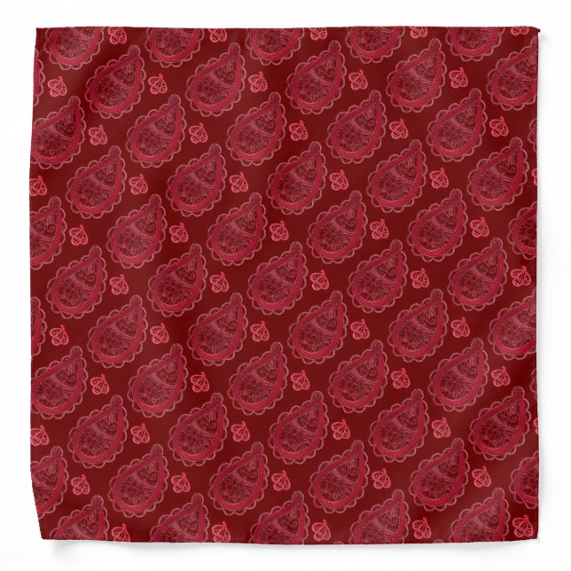 Elegant Burgundy Paisley Pattern Bandana (Front)