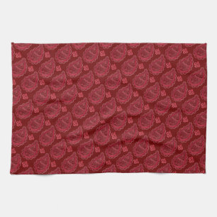Elegant Burgundy Paisley Pattern Kitchen Towel
