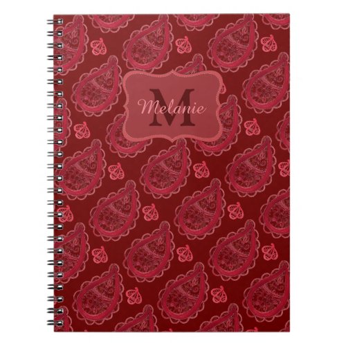 Elegant Burgundy Paisley Pattern Personalised Notebook