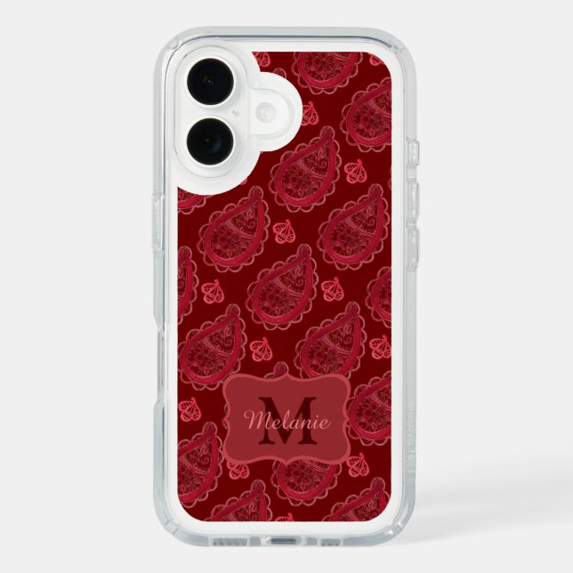 Elegant Burgundy Paisley Pattern Personalised Speck iPhone Case (Front)