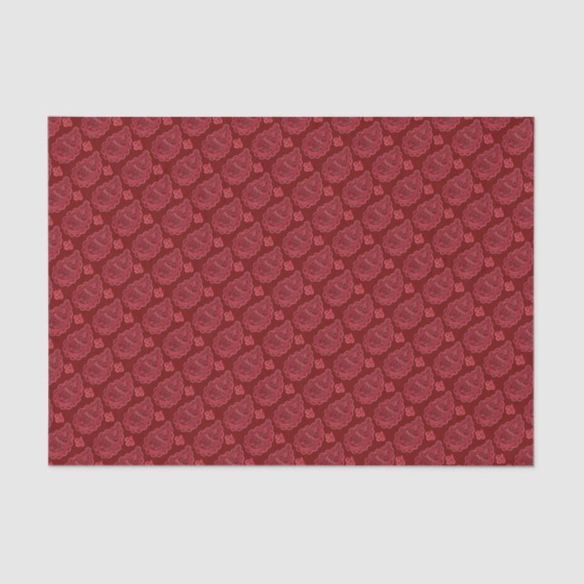 Elegant Burgundy Paisley Pattern Tissue Paper (Front)