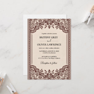 Elegant burgundy  Papel Picado weeding Invitation