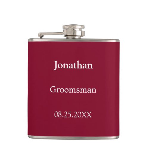 Elegant Burgundy Personalized Groomsman Flask