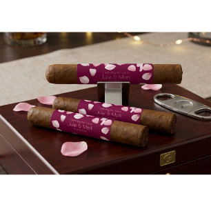 Elegant Burgundy Petals Wedding Custom Cigar Wrap Label
