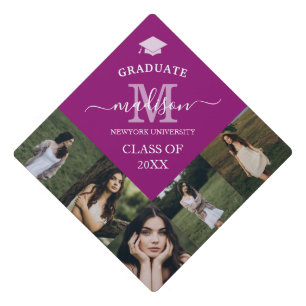 Elegant Burgundy Photo Graduation Cap Topper