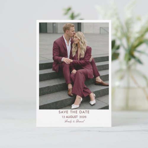 Elegant Burgundy photo save the date