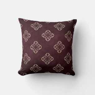 Elegant Burgundy Pillow with Gold Floral Pattern