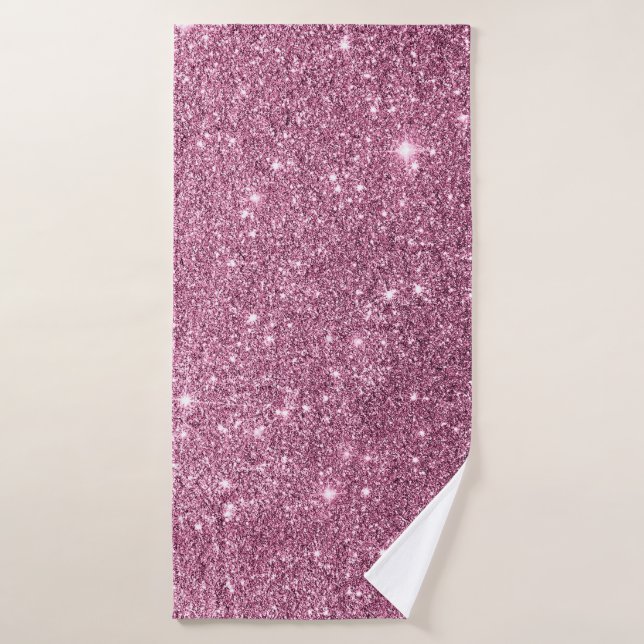 Elegant burgundy pink abstract girly glitter bath towel (Bath Towel)
