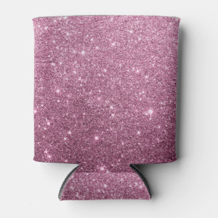 Elegant burgundy pink abstract girly glitter can cooler