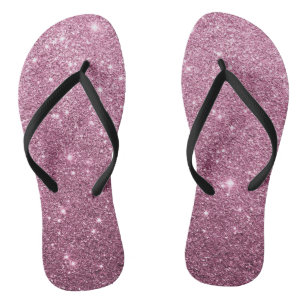 Elegant burgundy pink abstract girly glitter flip flops