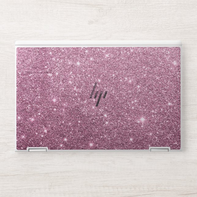 Elegant burgundy pink abstract girly glitter HP laptop skin (Front)