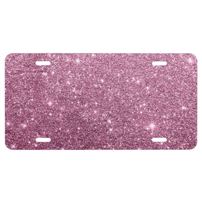 Elegant burgundy pink abstract girly glitter license plate (Front)