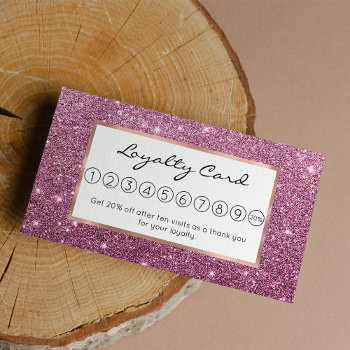 Elegant Burgundy Pink Abstract Girly Glitter Loyalty Card by kicksdesign at Zazzle