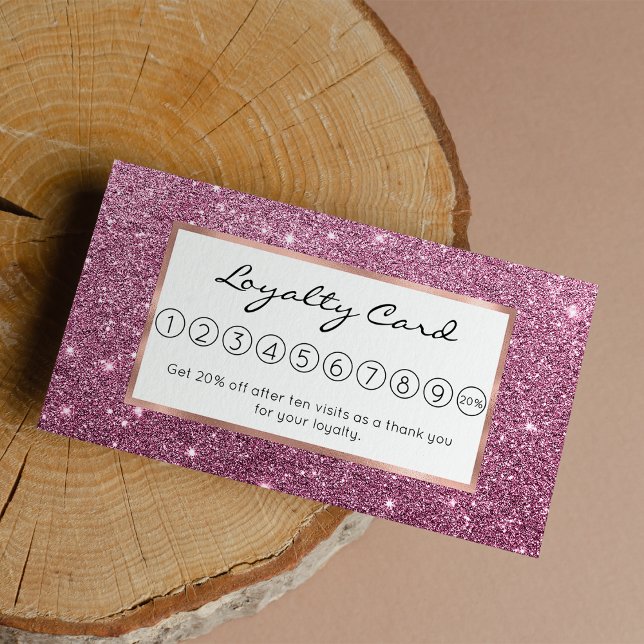 Elegant burgundy pink abstract girly glitter loyalty card (Elegant burgundy pink abstract girly glitter)