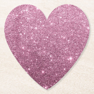 Elegant burgundy pink abstract girly glitter paper coaster