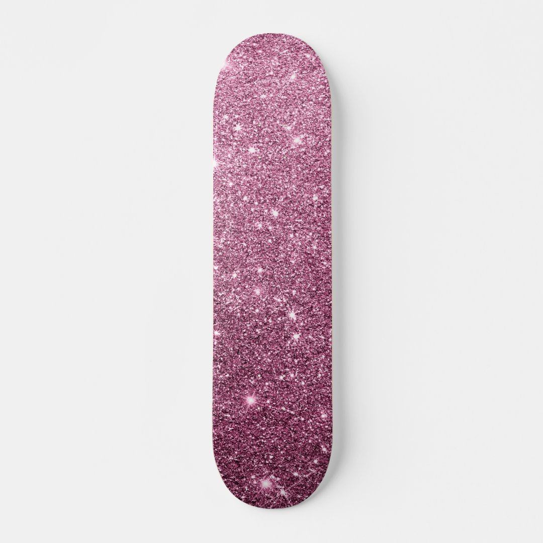 Elegant burgundy pink abstract girly glitter skateboard Zazzle