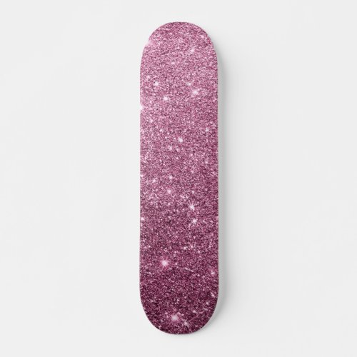 Elegant burgundy pink abstract girly glitter skateboard