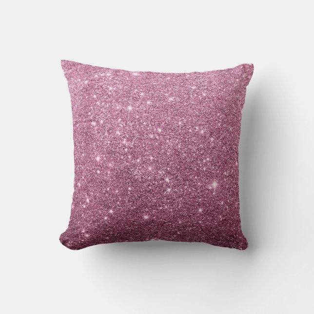 Elegant burgundy pink abstract girly glitter throw pillow (Front)