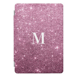 Elegant burgundy pink abstract glitter monogram iPad pro cover