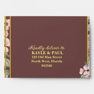 Elegant Burgundy Pink Blush Floral Wedding Envelope