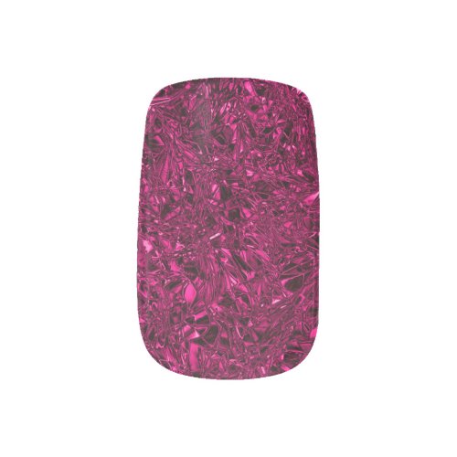 Elegant Burgundy Pink Crushed Foil Minx Nail Art