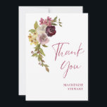 Elegant Burgundy Pink Floral 40th Birthday Thank You Card<br><div class="desc">An elegant 40th birthday thank you card featuring a burgundy pink floral watercolor on a white background.</div>