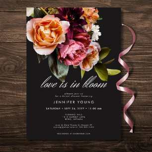 Elegant Burgundy Pink Floral Love In Bloom Shower Invitation