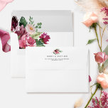 Elegant Burgundy Pink Floral with Return Address Envelope<br><div class="desc">Elegant wedding invitation envelope in white with floral detail and printed return address on back top flap as well as gorgeous watercolor floral bouquet inside, delighting your guests as they open their envelope. Floral in attractive blend of burgundy, pink, blush and mauve hues. Coordinating our "Romance Floral collection" invitation cards....</div>
