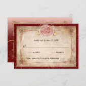 Elegant Burgundy Pink Rose Gold Rustic Wedding RSVP Card (Front/Back)