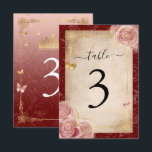 Elegant Burgundy Pink Rose Gold Table Number Cards<br><div class="desc">Create your own elegant table number cards with an easy, editable DIY template. Simply change the table number, then add each individual card separately into your cart until you have all desired numbers. The original floral artwork by Raphaela Wilson features beautiful watercolor roses in shades of rose gold, light blush...</div>
