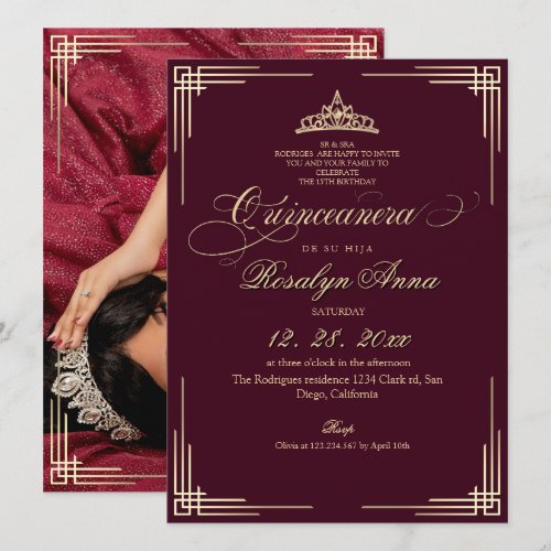 Elegant Burgundy Princess Quinceañera 