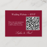 Elegant Burgundy QR Code Website RSVP Card