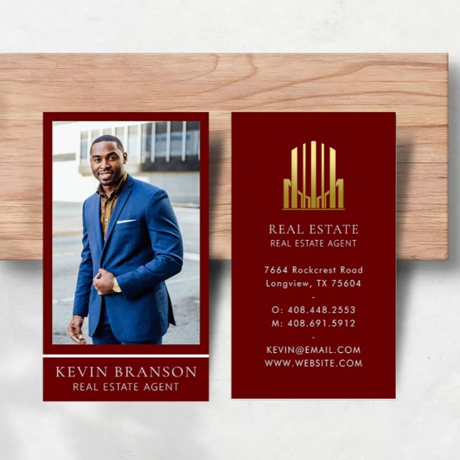 Elegant Burgundy Real Estate Business Card (Creator Uploaded)